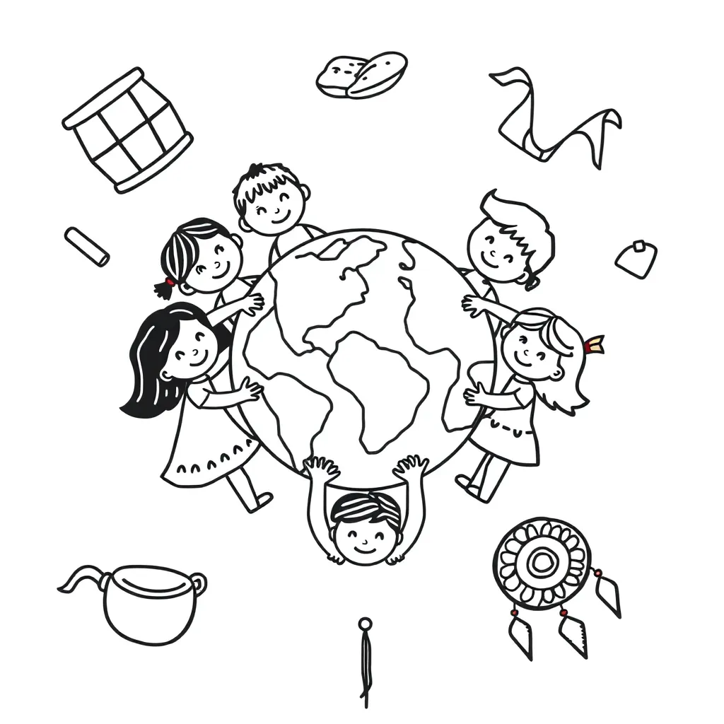 Cultural identity symbols and heritage illustration