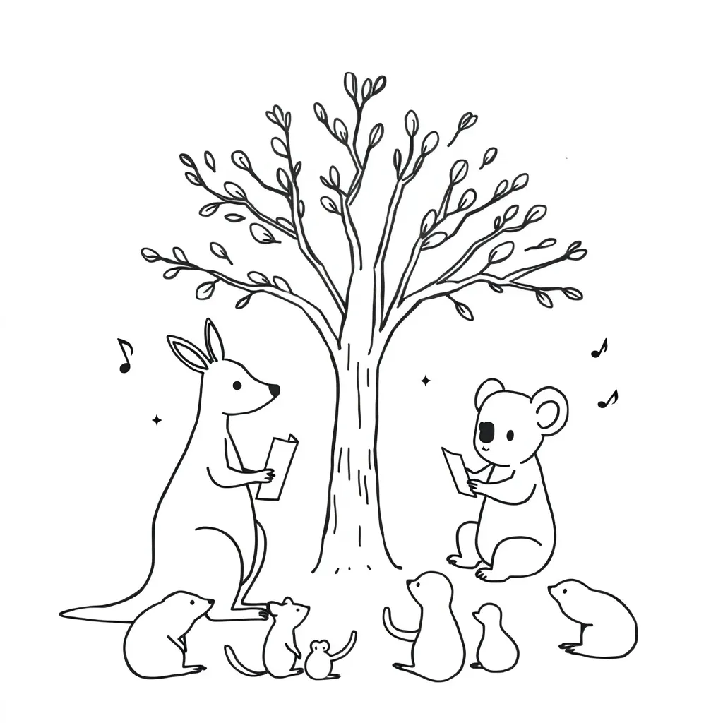 Children sharing poems illustration