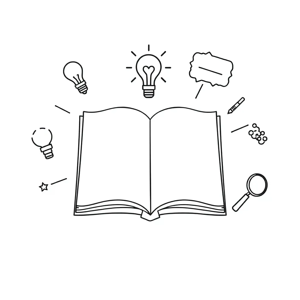 Books and magnifying glass illustration