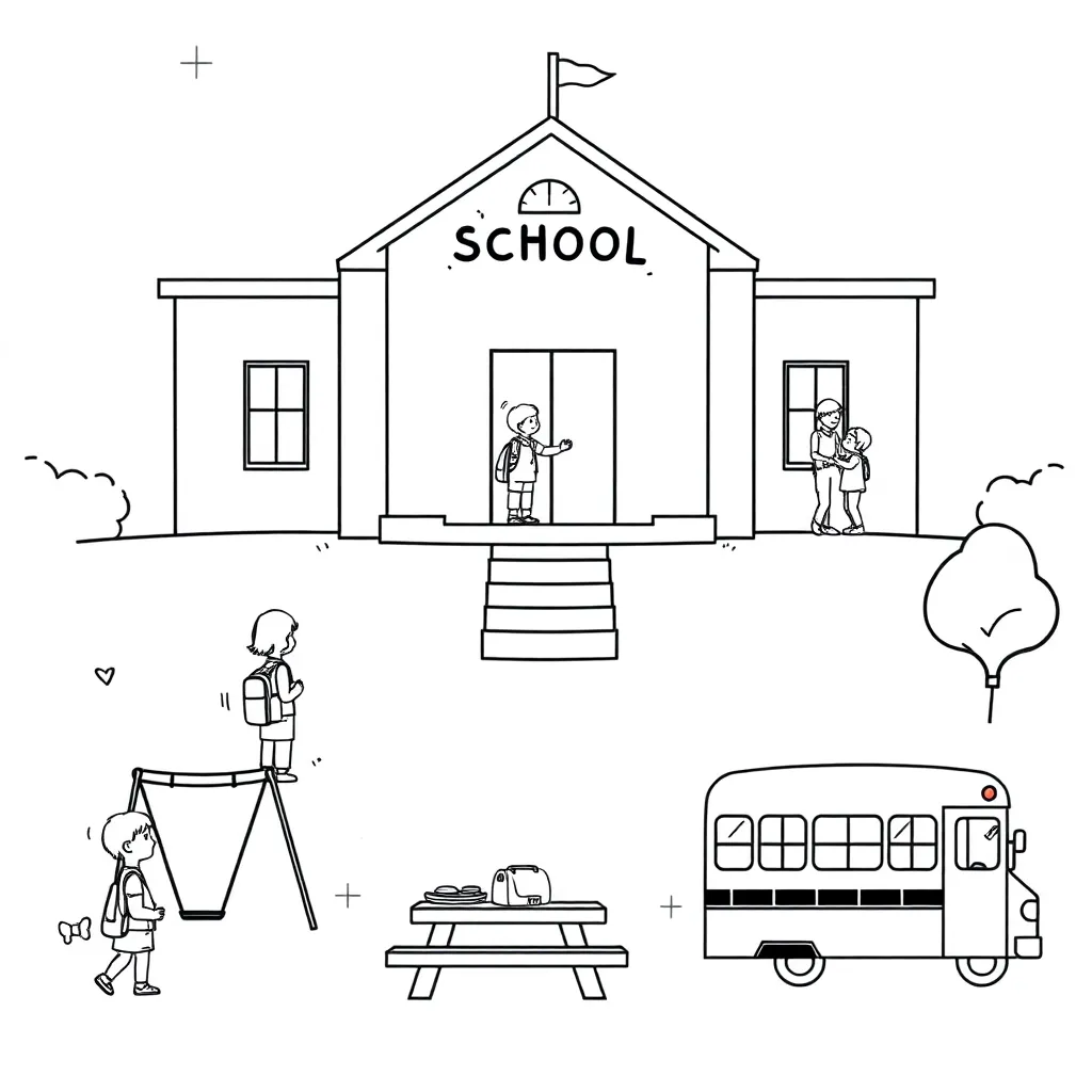 Children at school illustration
