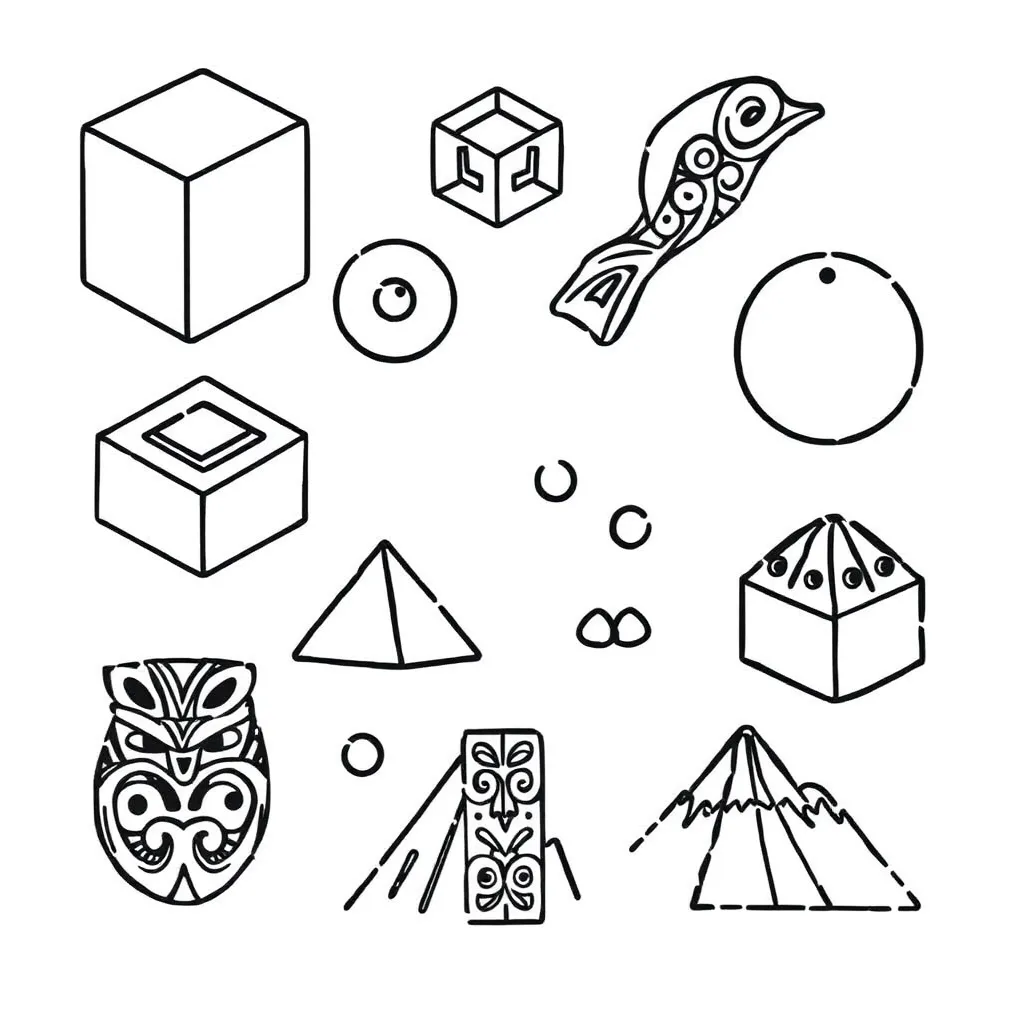 3D shapes and nets illustration