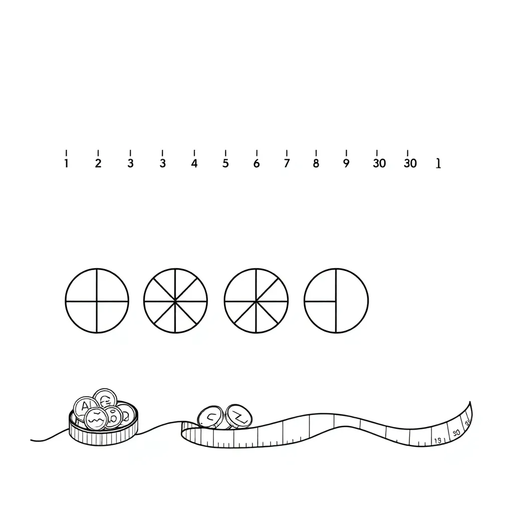 Pizza and fraction circles illustration