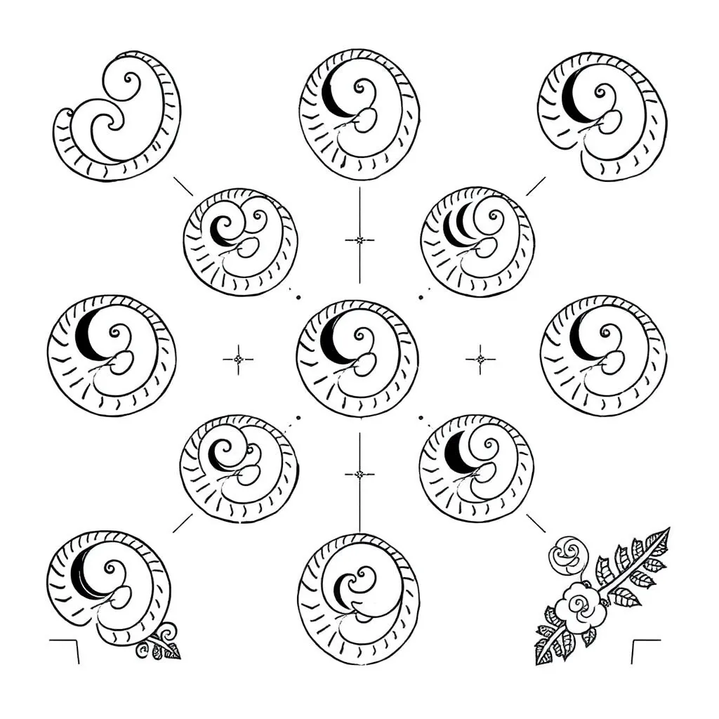 Koru patterns and symmetry