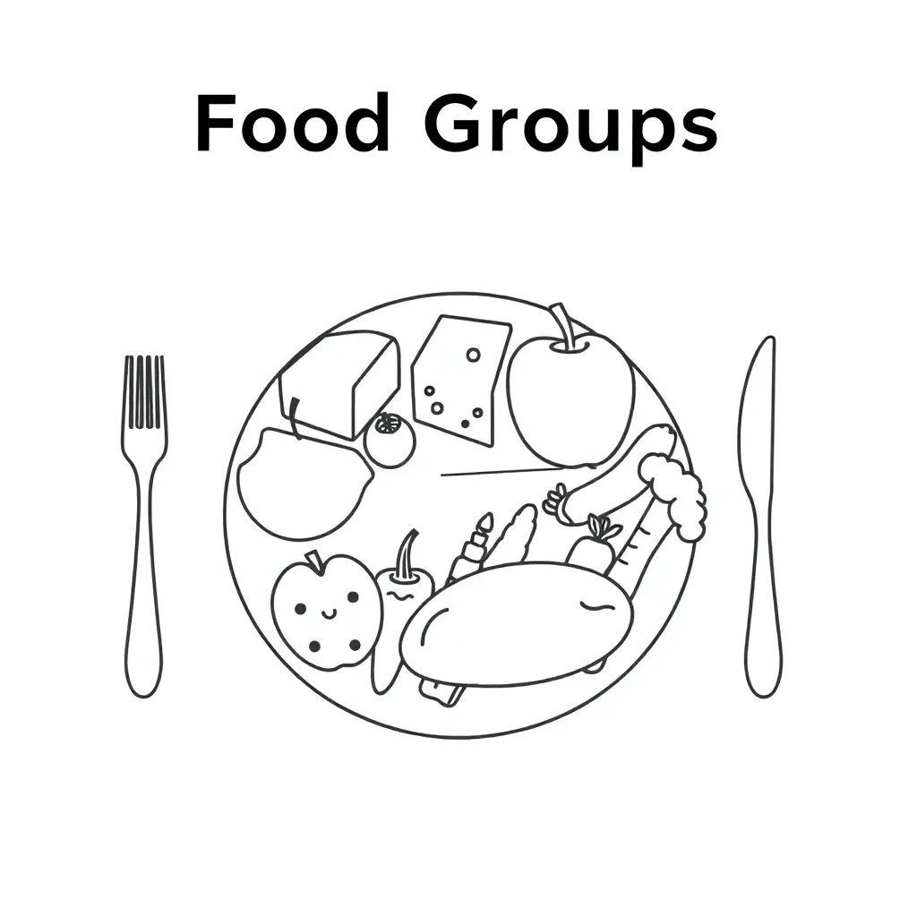 Healthy food groups illustration