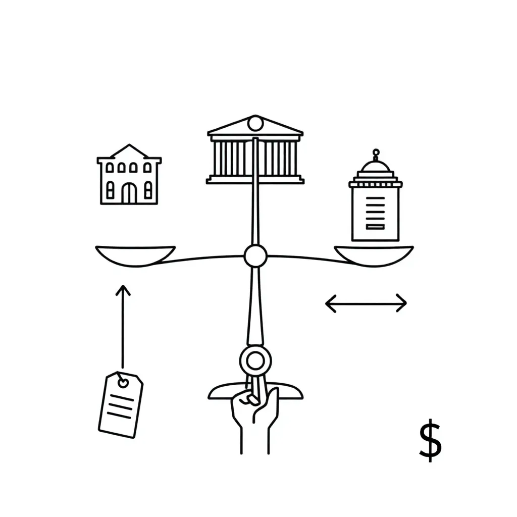 Market economics illustration showing supply and demand curves