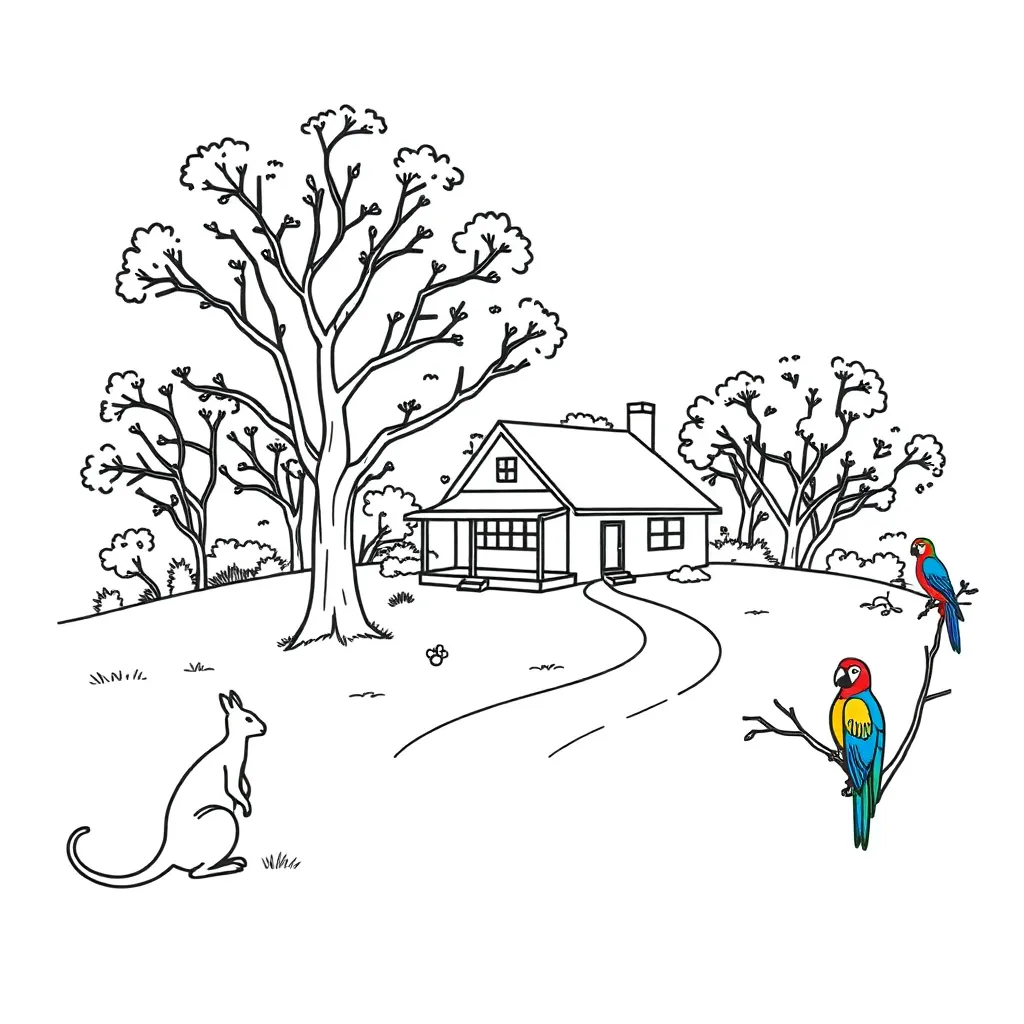 House in the woods illustration