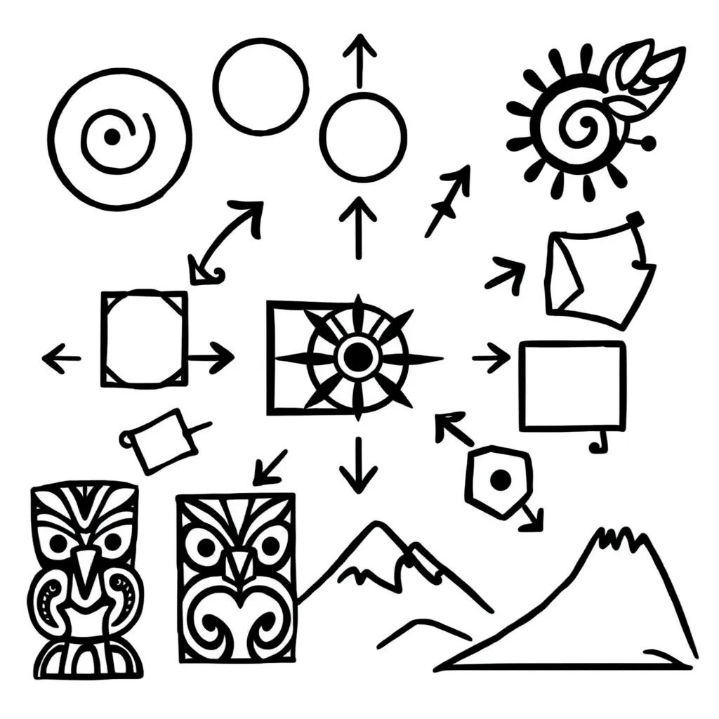 Shapes and rotation arrows