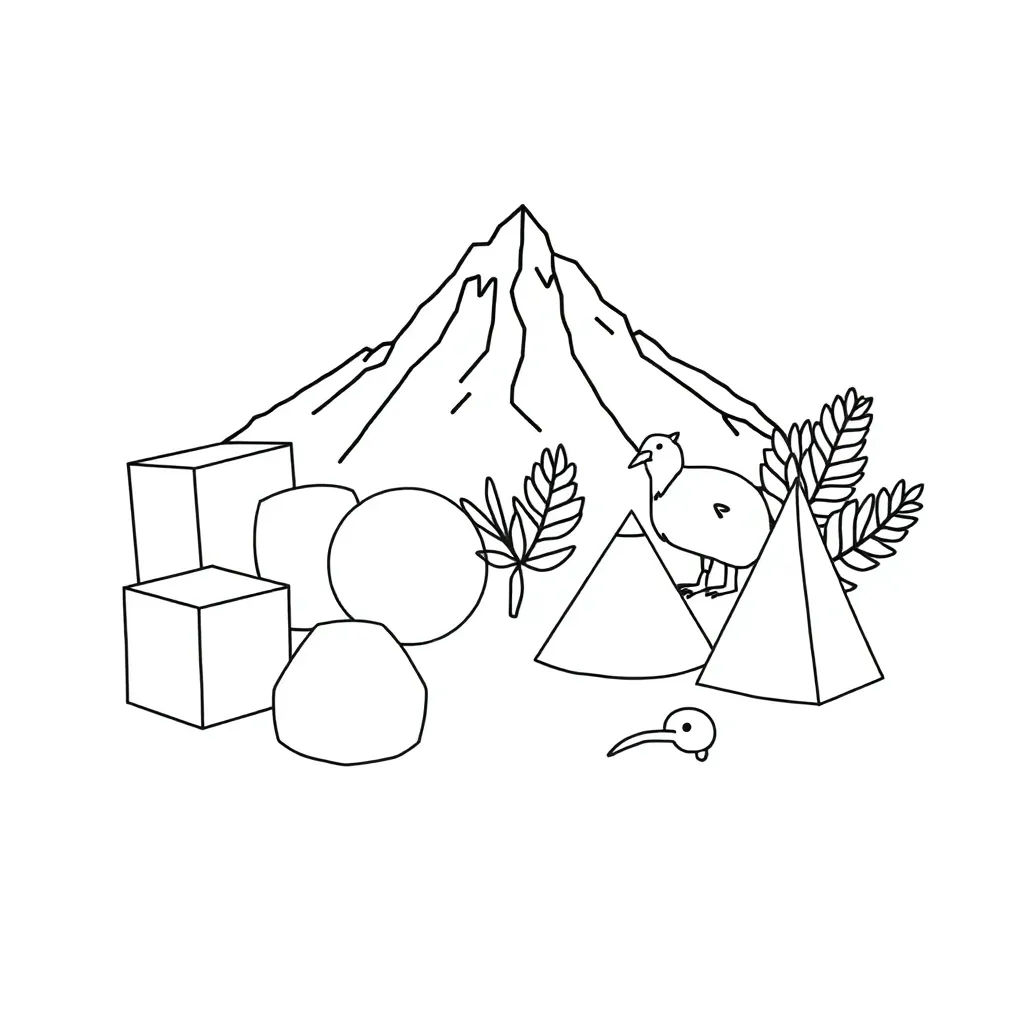 3D shapes and nets illustration