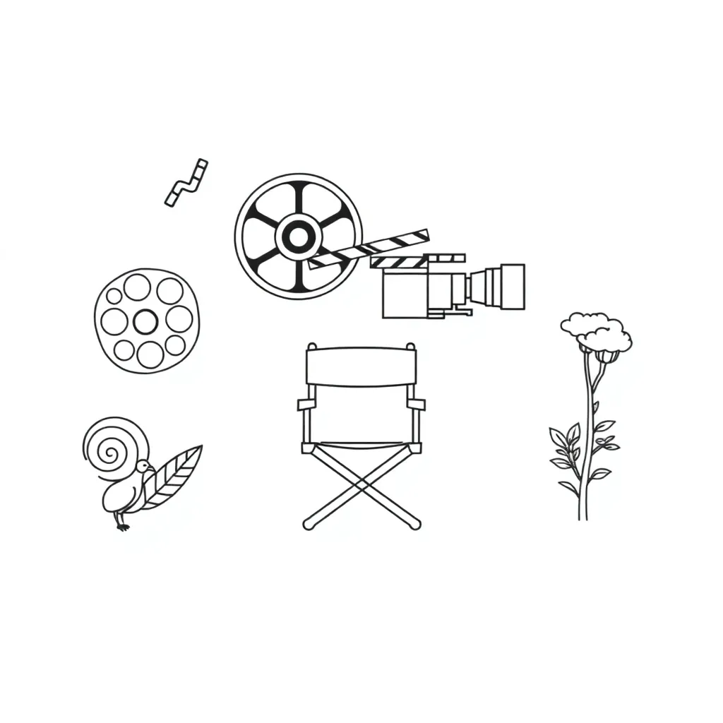 Film camera and movie reel illustration