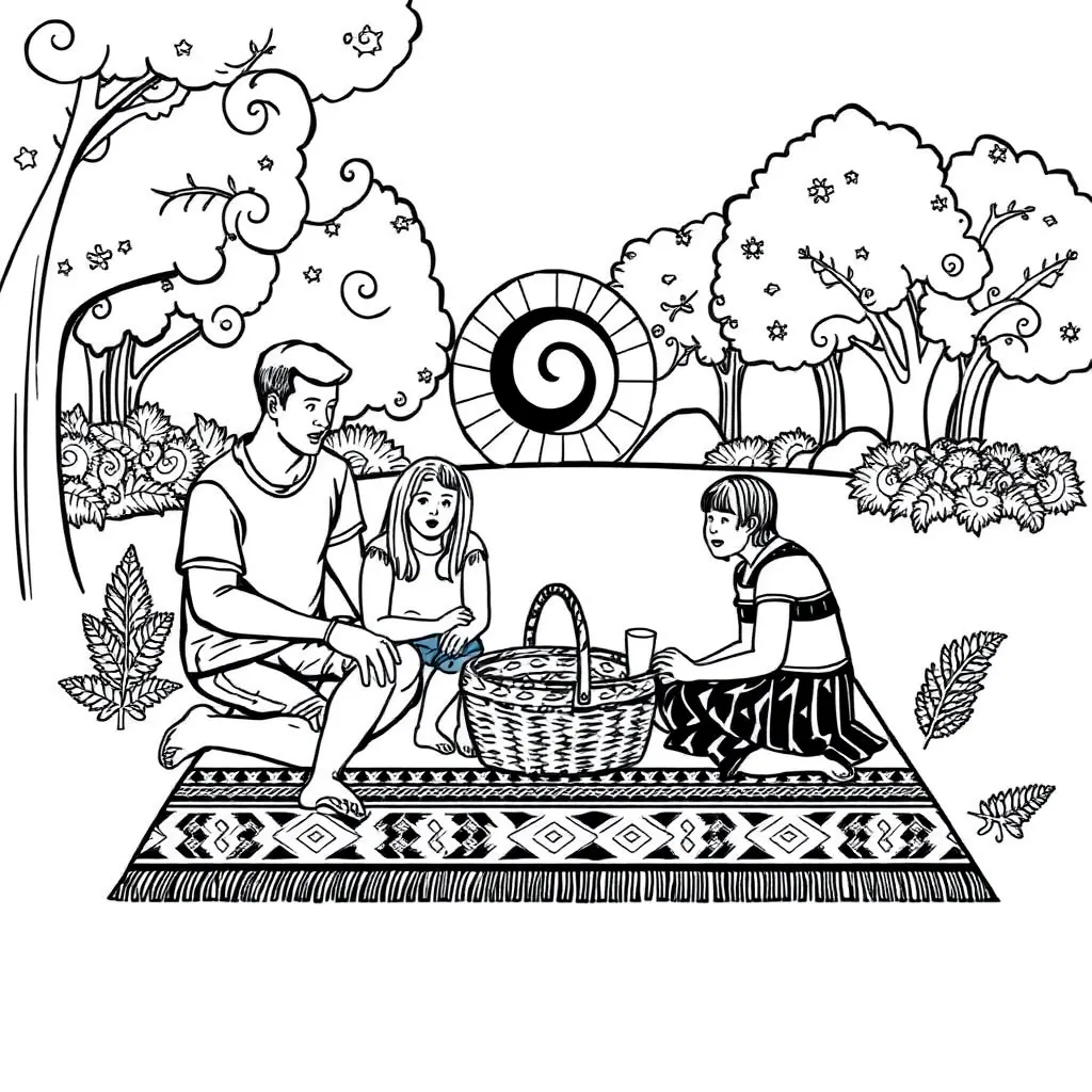 Māori family illustration