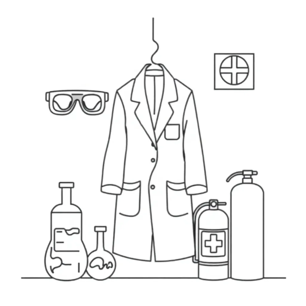 Science lab safety equipment illustration