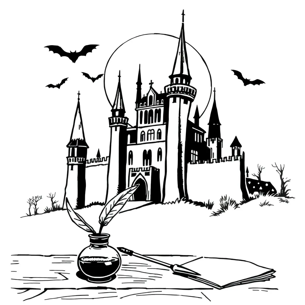 Gothic castle in moonlight