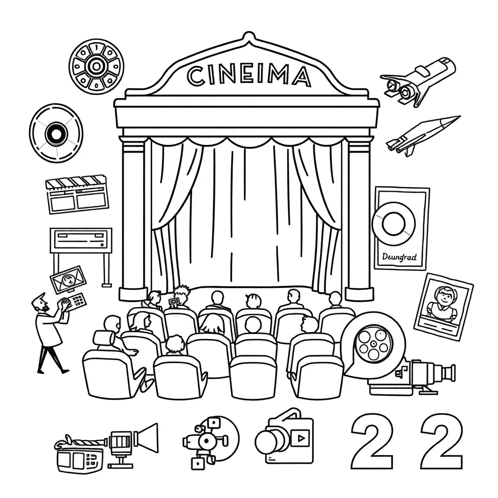 Film reel and camera illustration