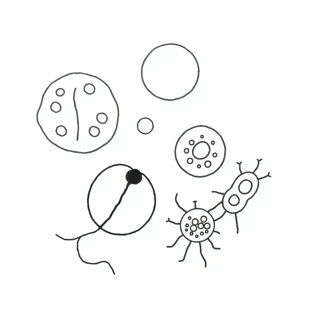 Microscope and cell structures illustration