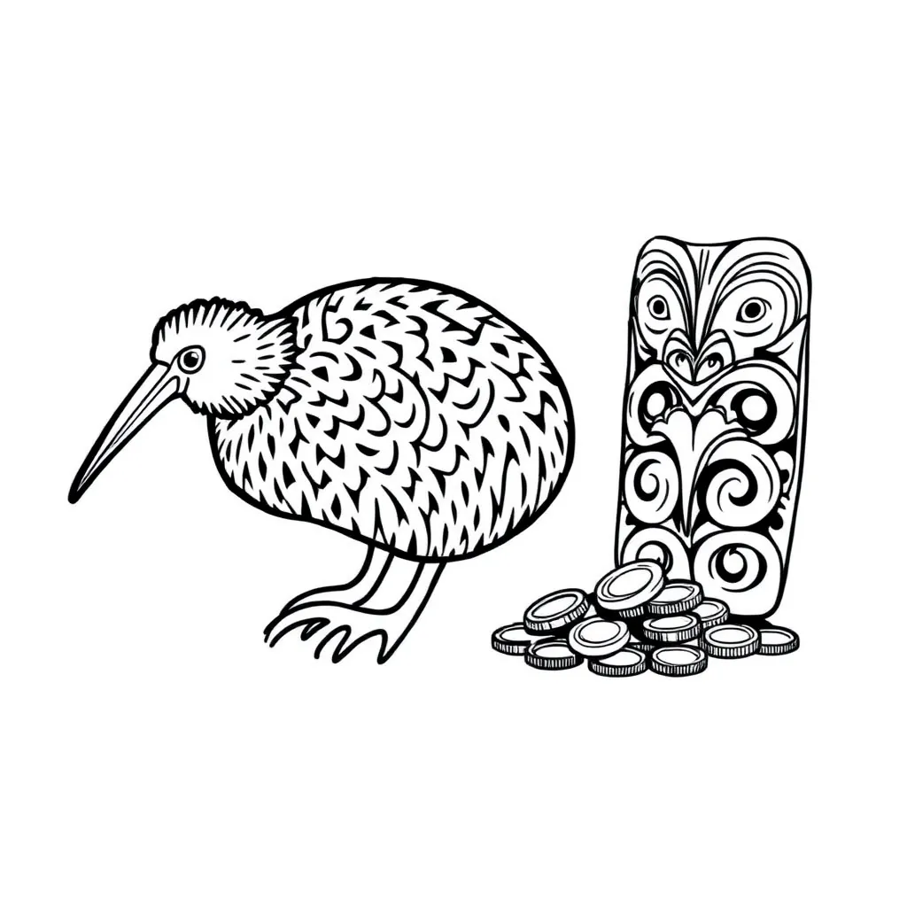 New Zealand money and shopping items