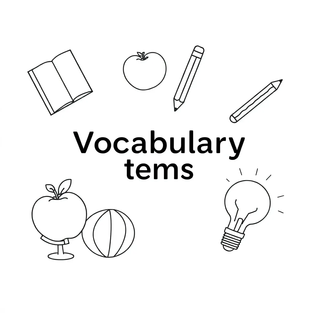 Vocabulary books and words illustration