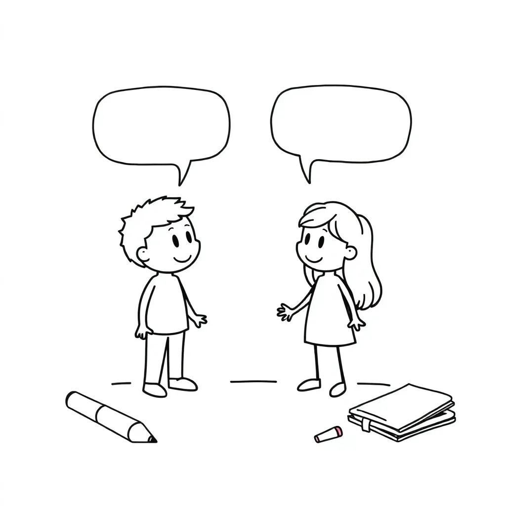 Anime characters speaking with speech bubbles