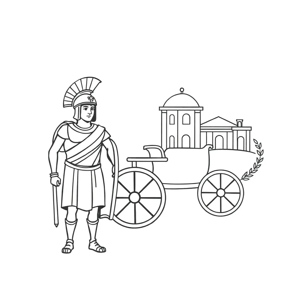 Roman soldier with scroll and quill pen