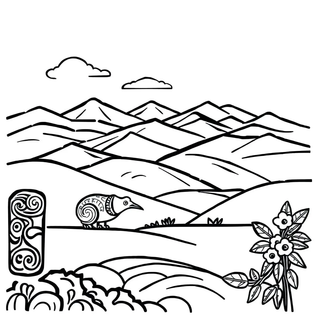 Creative writing illustration with quill and landscape