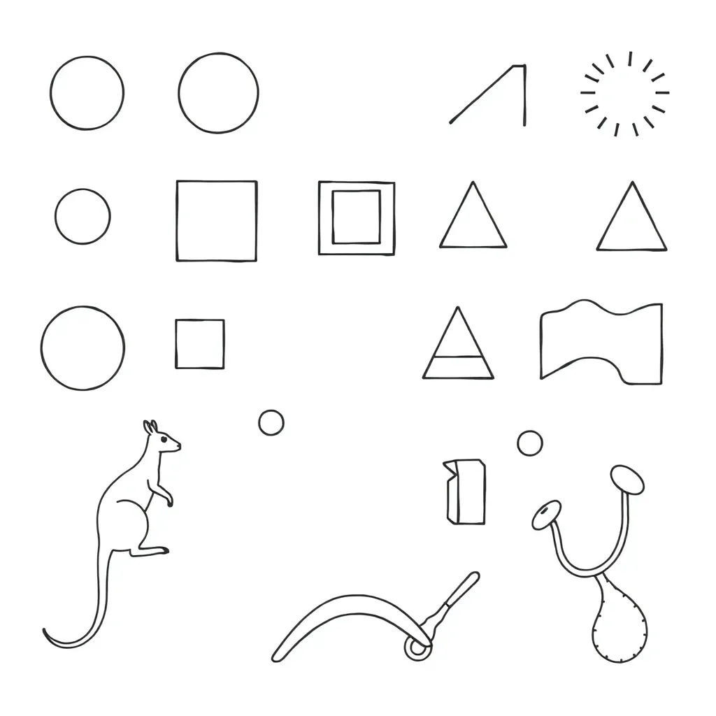 Colourful 2D shapes illustration
