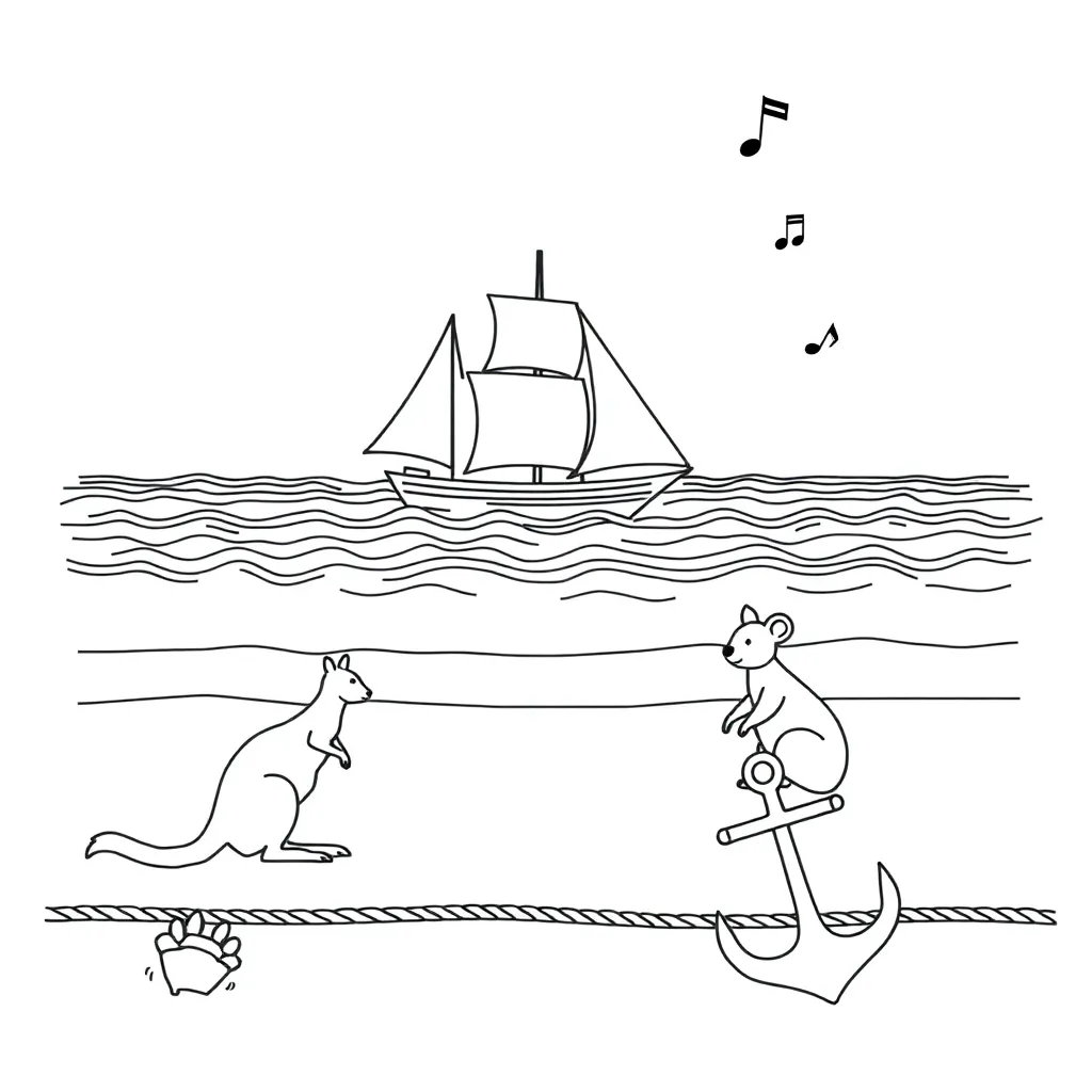 Sailors singing sea shanties on a ship