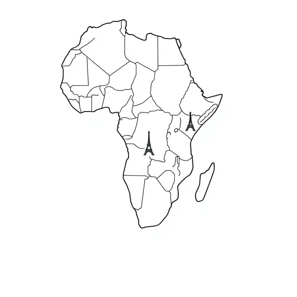 Map of Africa showing French colonial territories