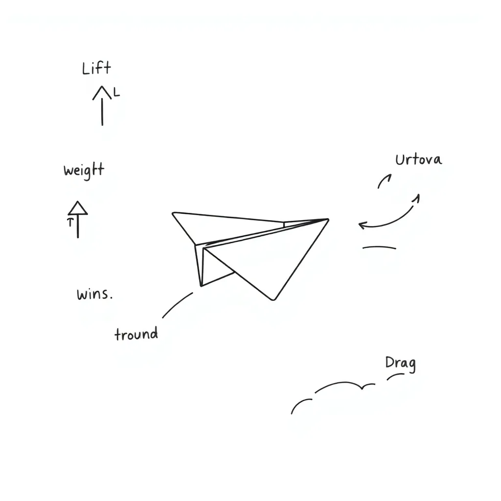 Paper plane in flight