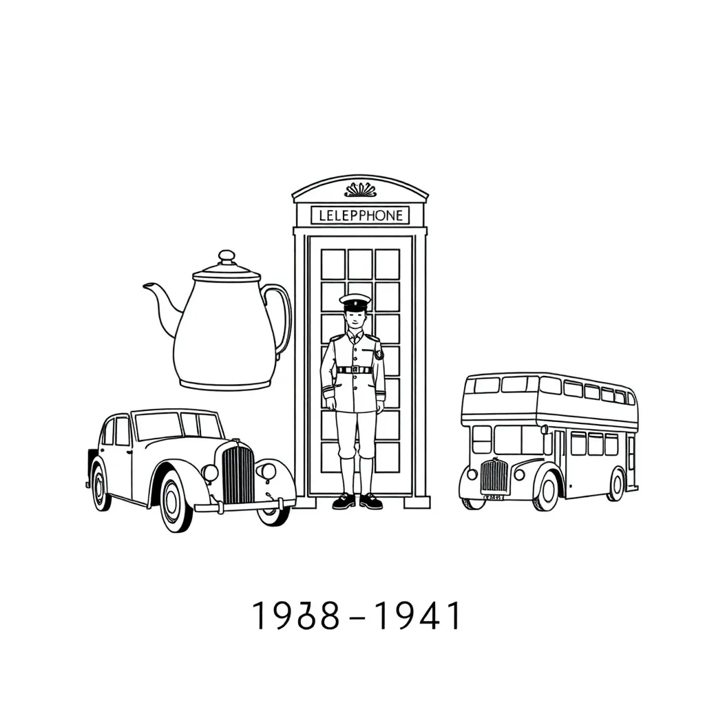 American flag and historical timeline illustration