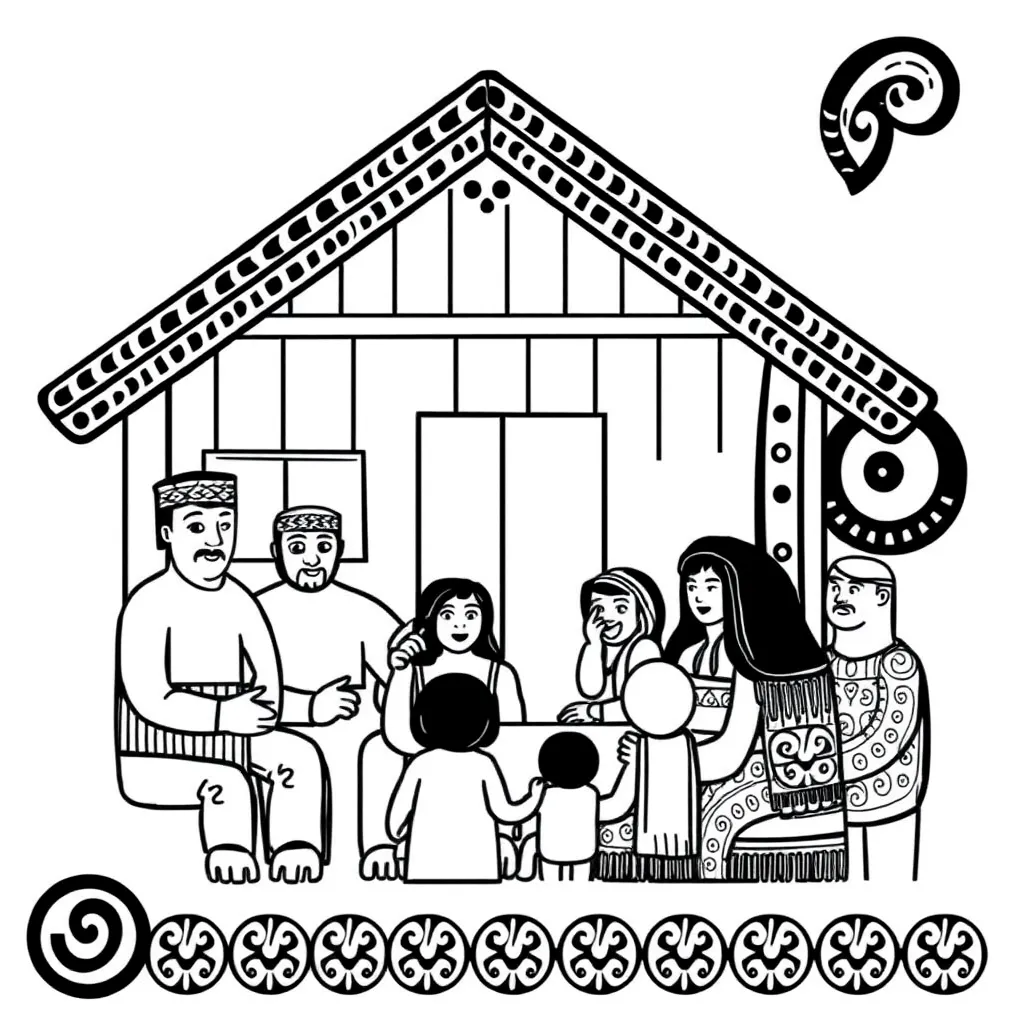 Māori family illustration