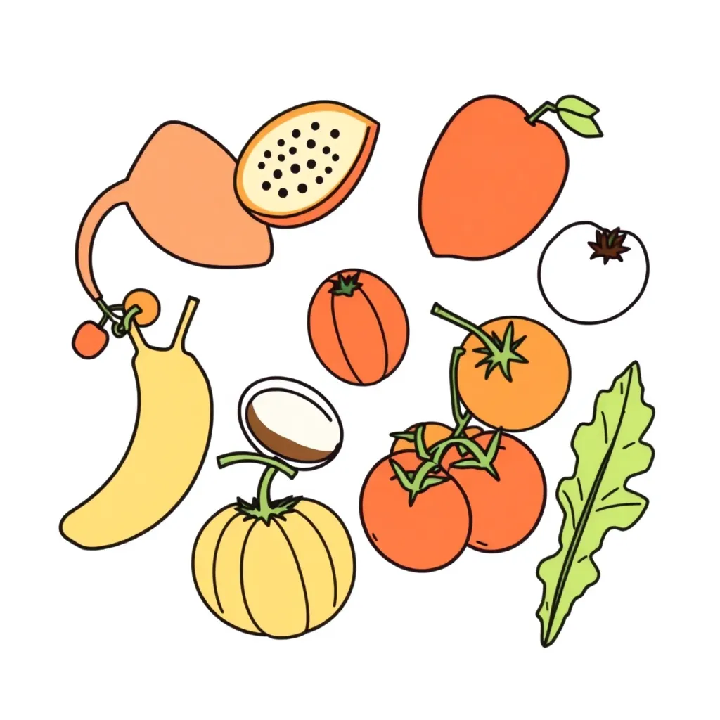 Healthy foods and nutrients illustration