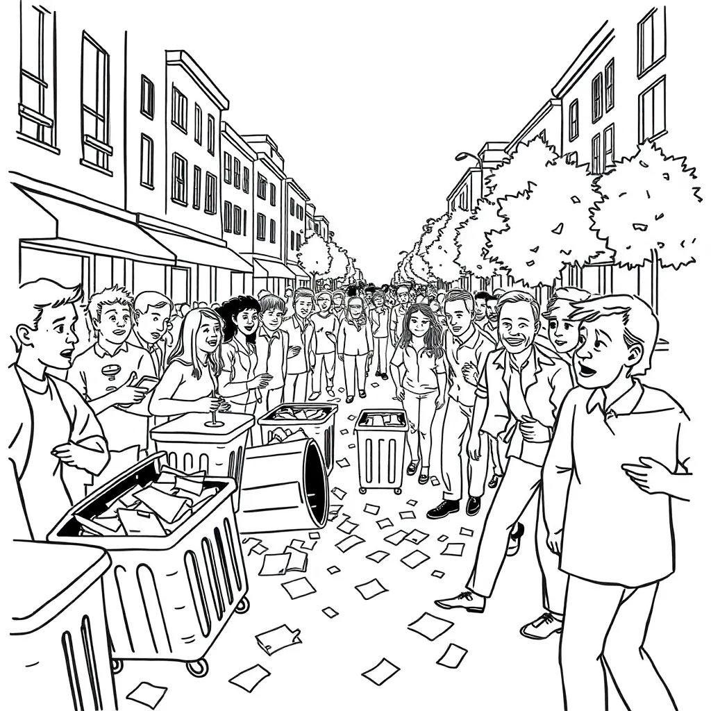 Riot scene illustration