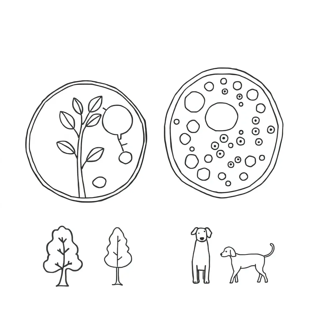 Biological hierarchy illustration showing cells to organism