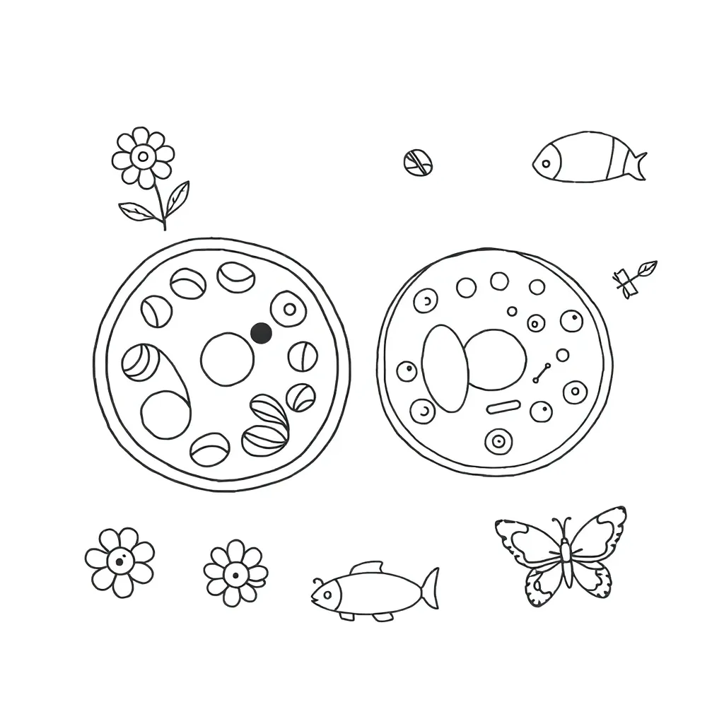 Biological organization diagram showing cells to organism