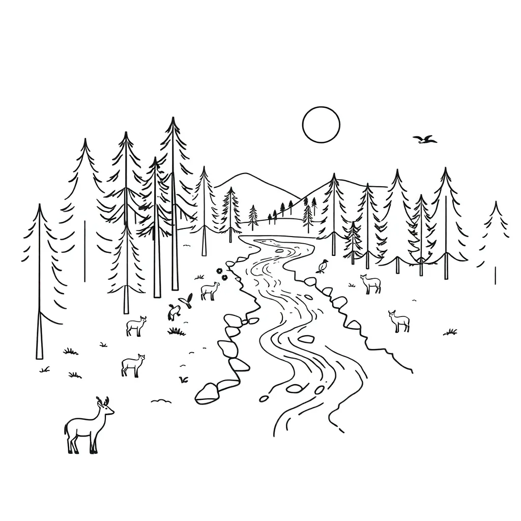 Ecosystem cycles illustration