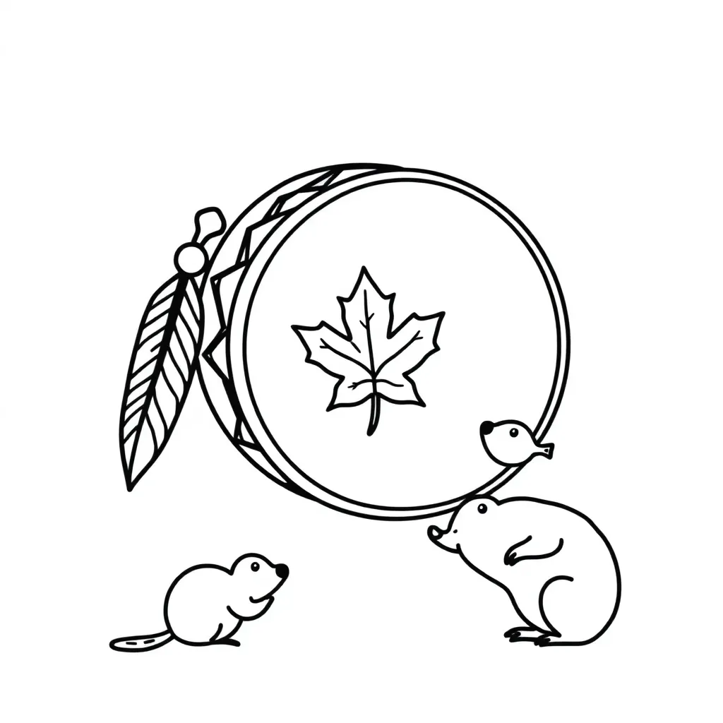 Traditional Cree symbols and nature elements