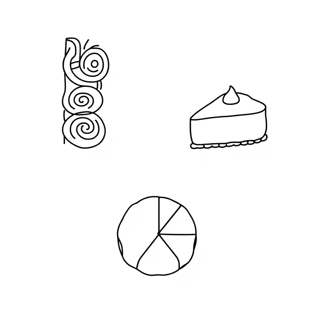 Fraction circles and number line illustration