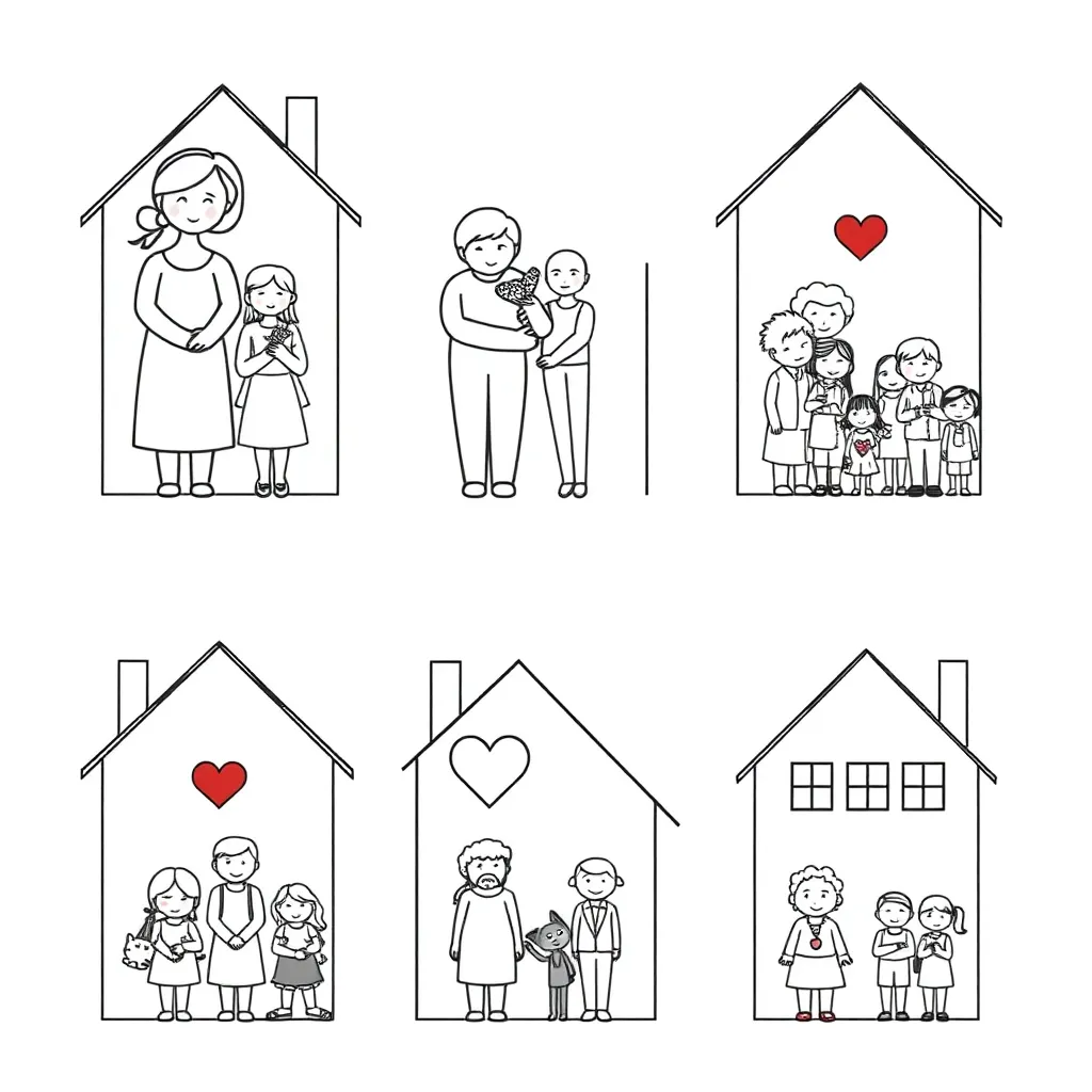 French family vocabulary illustration