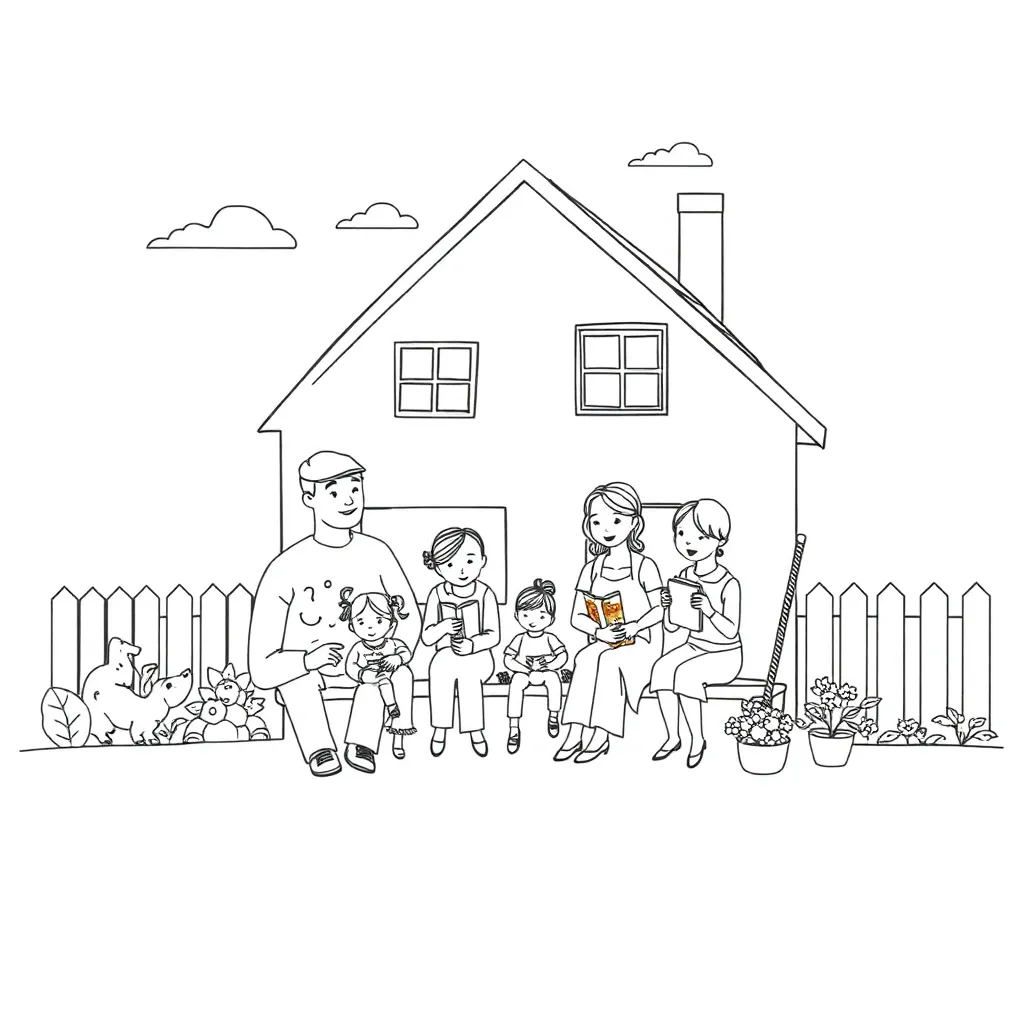 French family vocabulary illustration