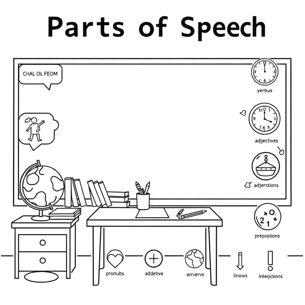 Grammar books and pencils illustration