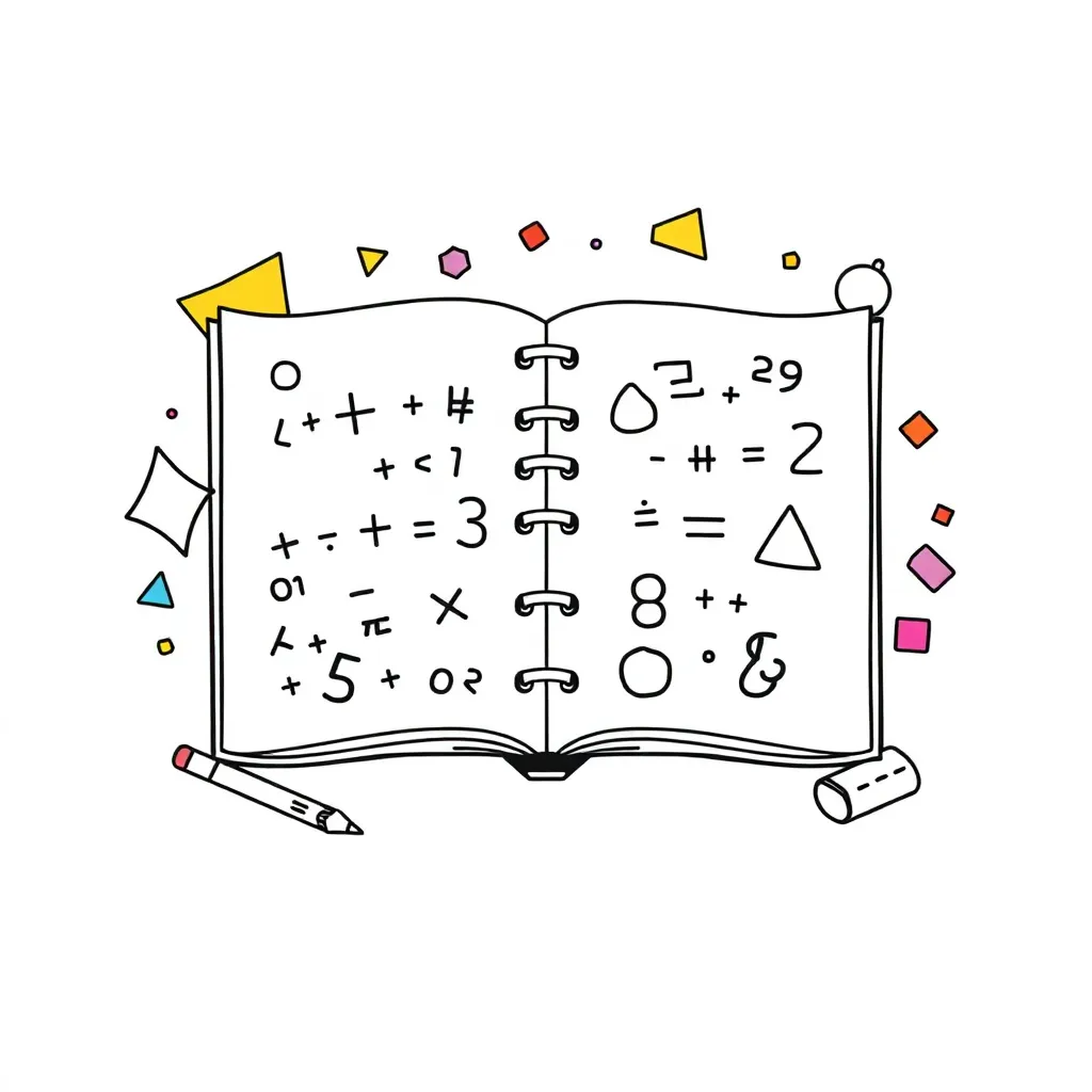 Math symbols and calculator illustration