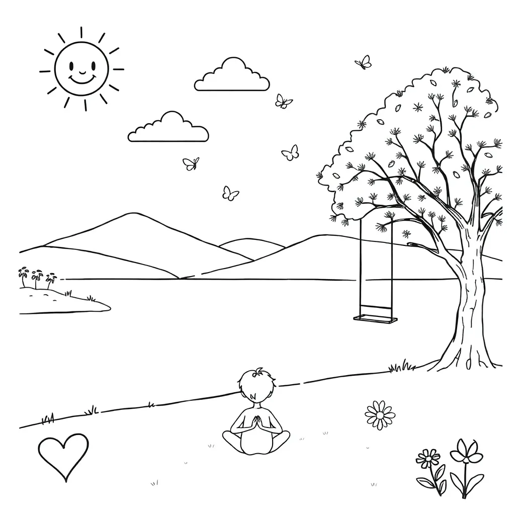 Calm child meditating with peaceful expression