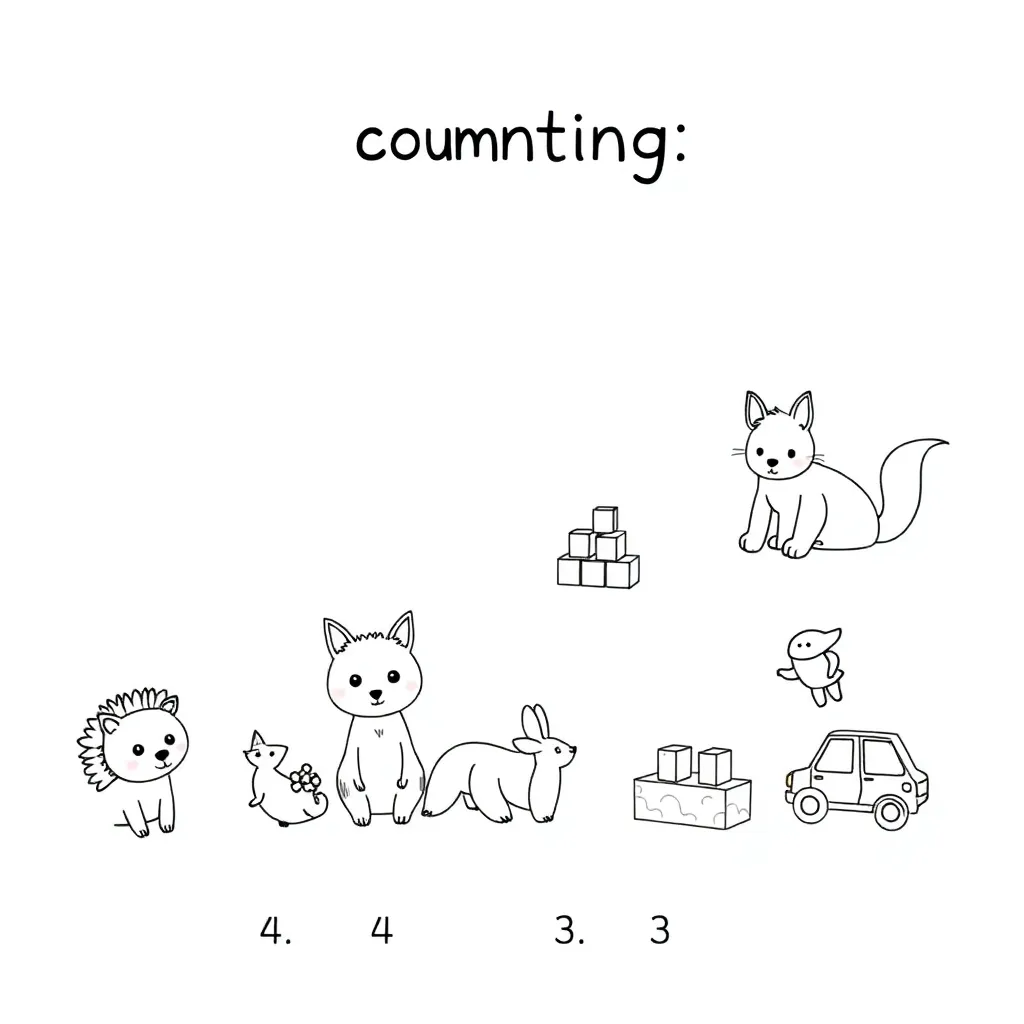 Colourful counting animals and toys