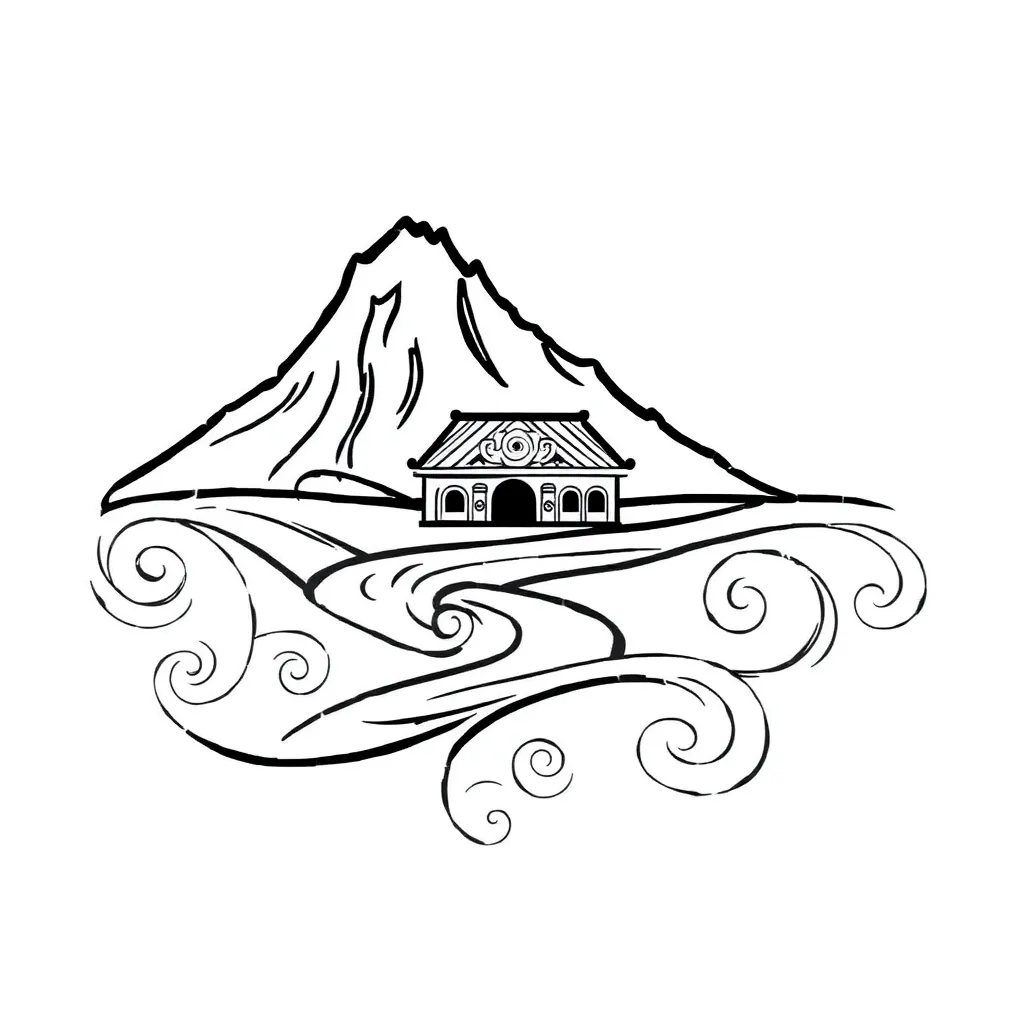 Traditional Māori meeting ground illustration