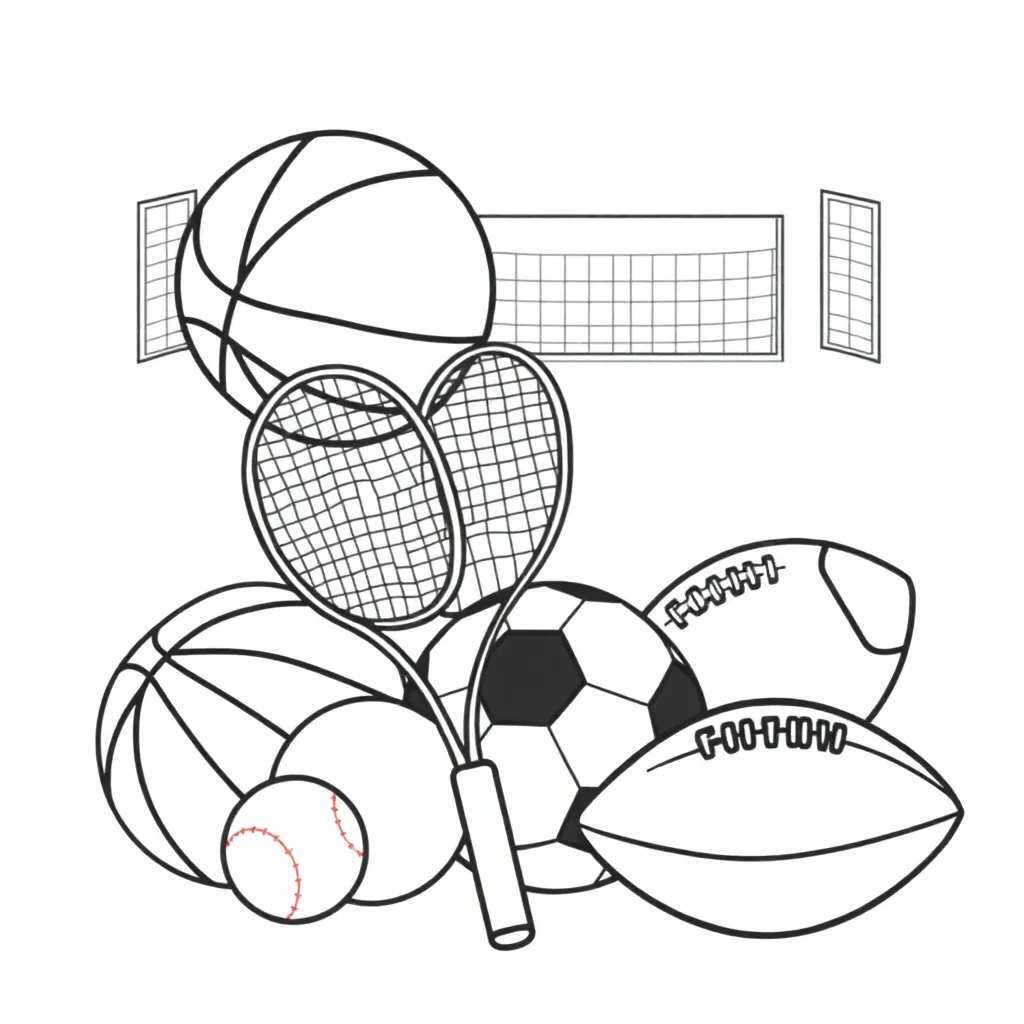 Sports equipment illustration