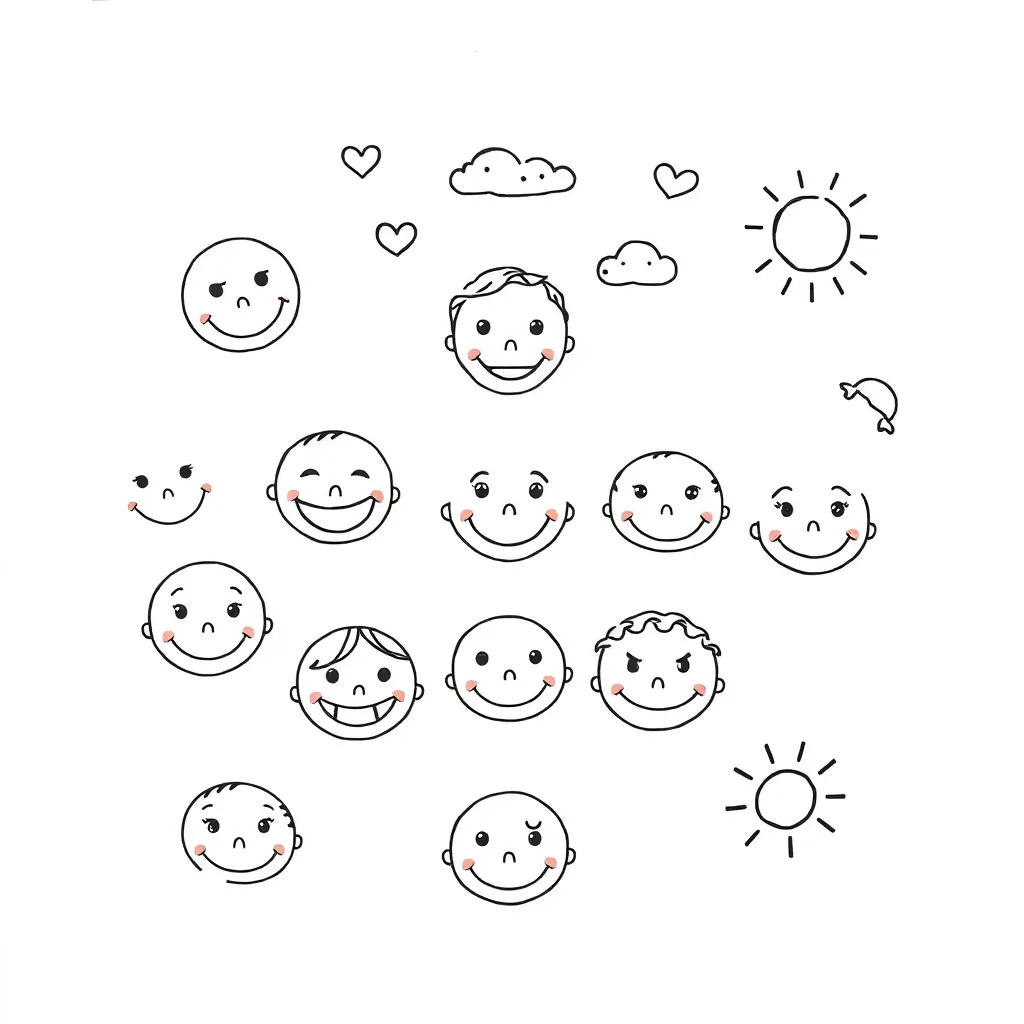 Happy and sad face emojis