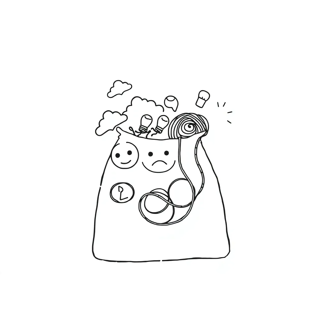 Matilda characters with worry bags