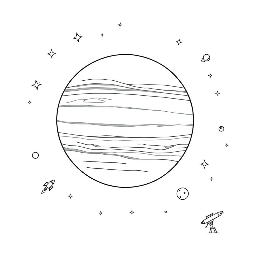 Jupiter and its moons illustration