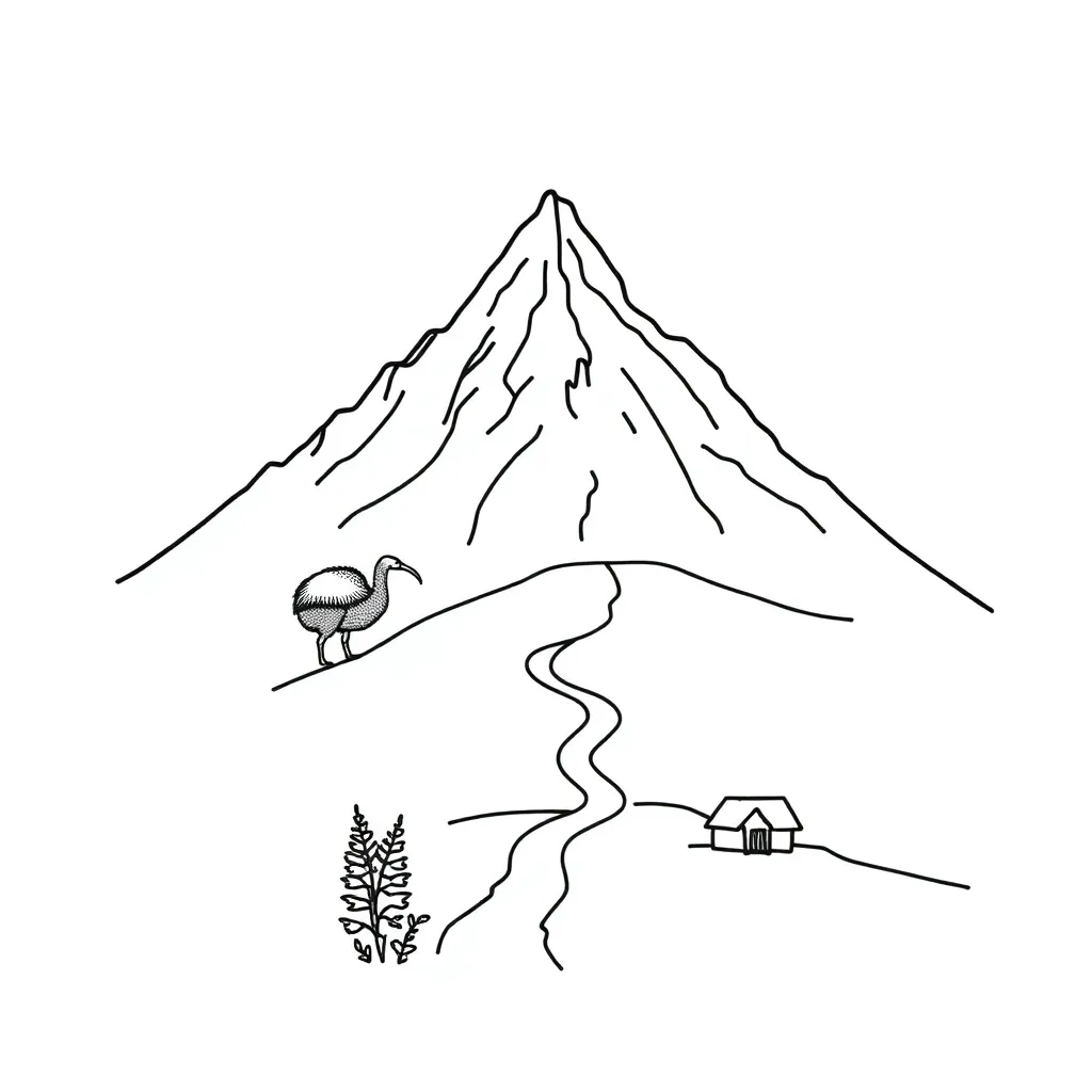 Mount Fuji with reading symbols