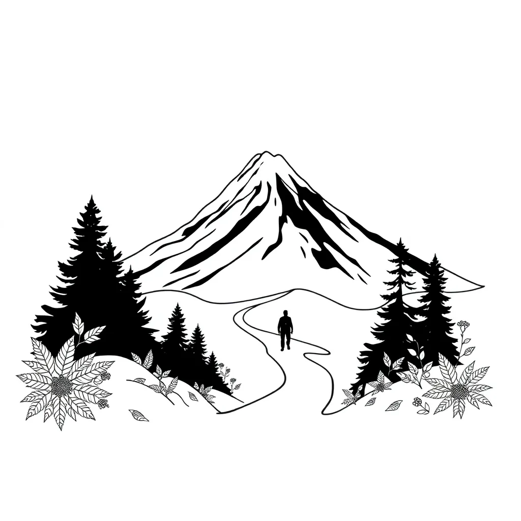Mount Fuji with climbers