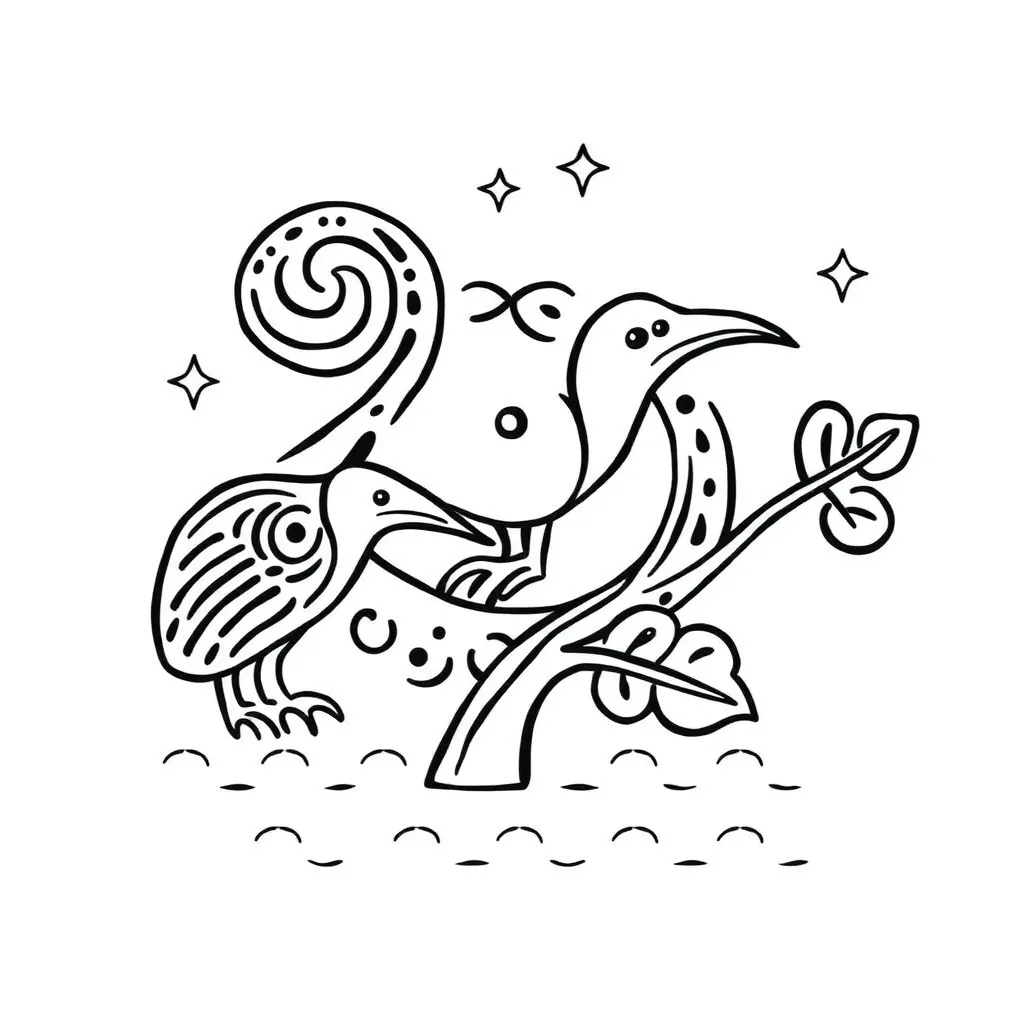 Māori counting and greetings illustration